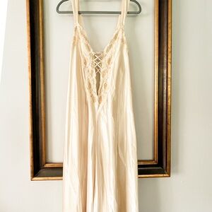 Vintage Victoria’s Secret Cream Satin & Lace Long Lingerie Gown